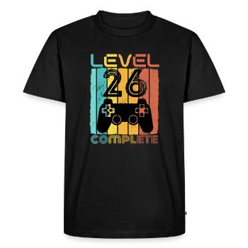 26 ans - 26e anniversaire Niveau 26 Conception complète - T-shirt Premium bio Homme - noir - Devant - Nico (187cm)