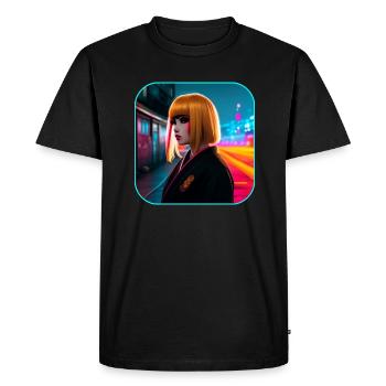 Geisha Girl Cyberpunk moderne - T-shirt Premium bio Homme - noir - Devant - Nico (187cm)
