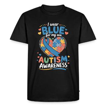 I Wear Blue for My Son Autism Awareness - T-shirt Premium bio Homme - noir - Devant - Nico (187cm)