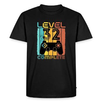32 ans - 32e anniversaire Niveau 32 Conception complète - T-shirt Premium bio Homme - noir - Devant - Nico (187cm)