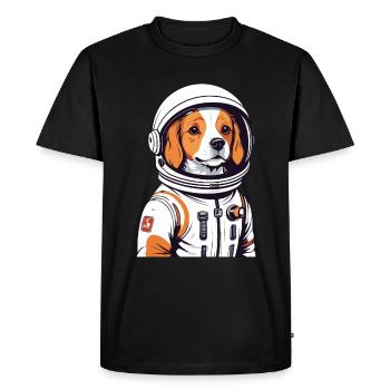Chien mignon en tant qu’astronaute dans le style bande dessinée - T-shirt Premium bio Homme - noir - Devant - Nico (187cm)