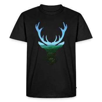 Schwarzwald Hirsch - Männer Premium Bio T-Shirt - Schwarz - Vorne - Nico (187cm)