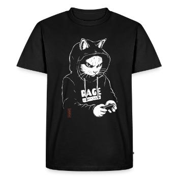 Hoodie Cat - Men's Premium Organic T-Shirt - black - Front - Nico (187cm)
