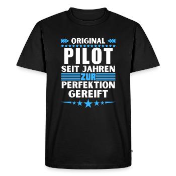 Pilot matured to perfection - Men's Premium Organic T-Shirt - black - Front - Nico (187cm)