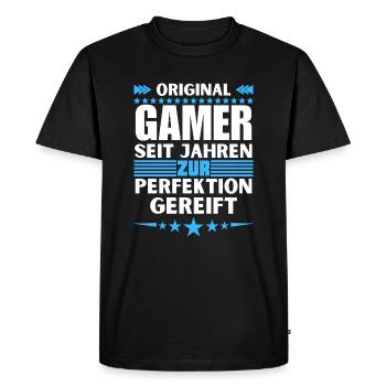 Les joueurs ont mûri à la perfection - T-shirt Premium bio Homme - noir - Devant - Nico (187cm)