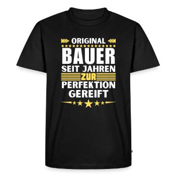 Farmer matured to perfection - Men's Premium Organic T-Shirt - black - Front - Nico (187cm)