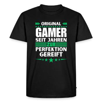 Les joueurs ont mûri à la perfection - T-shirt Premium bio Homme - noir - Devant - Nico (187cm)