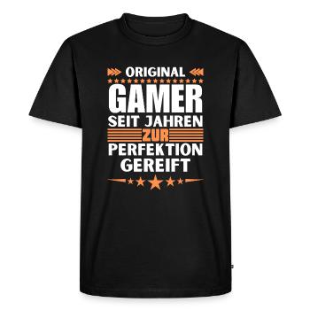 Les joueurs ont mûri à la perfection - T-shirt Premium bio Homme - noir - Devant - Nico (187cm)