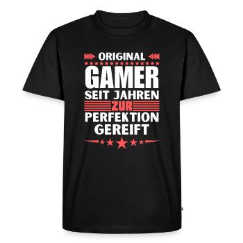 Les joueurs ont mûri à la perfection - T-shirt Premium bio Homme - noir - Devant - Nico (187cm)