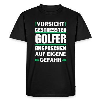 Don't talk to stressed golfers! - Men's Premium Organic T-Shirt - black - Front - Nico (187cm)