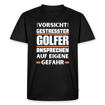 Don't talk to stressed golfers! - Men's Premium Organic T-Shirt - black - Front - Nico (187cm)