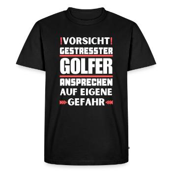 Don't talk to stressed golfers! - Men's Premium Organic T-Shirt - black - Front - Nico (187cm)