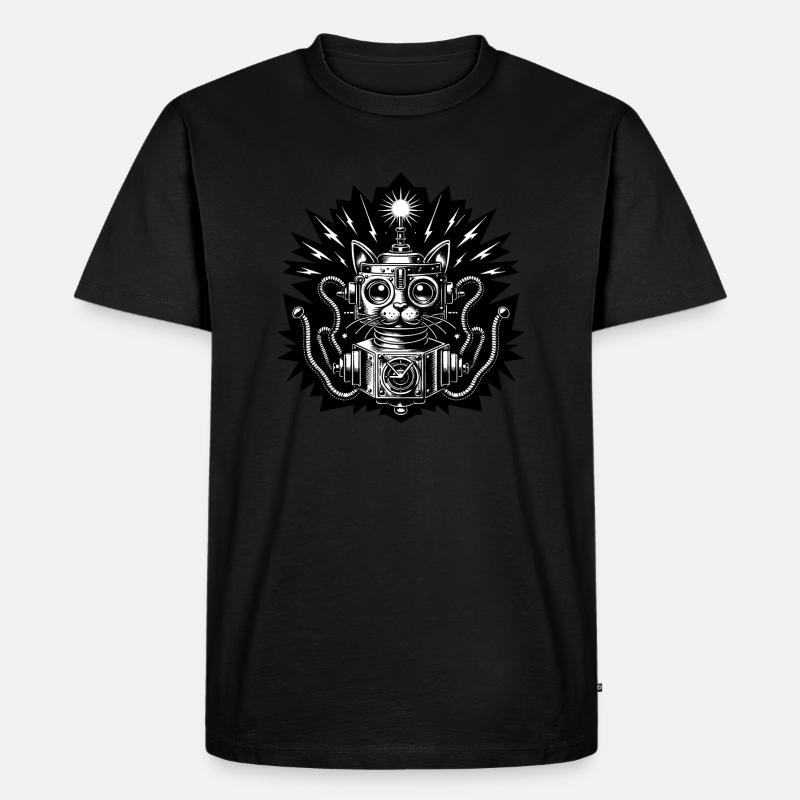 Robocat - Männer Premium Bio T-Shirt - Schwarz