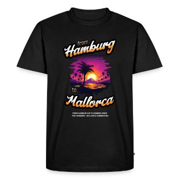 From Hamburg to Mallorca - Orange Text Edition - Men's Premium Organic T-Shirt - black - Front - Nico (187cm)