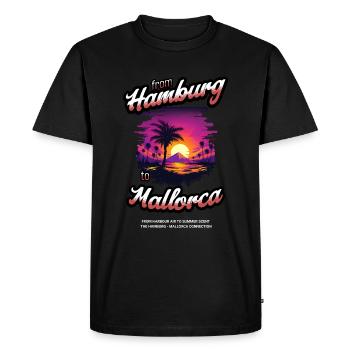 From Hamburg to Mallorca - Red Text Edition - Men's Premium Organic T-Shirt - black - Front - Nico (187cm)