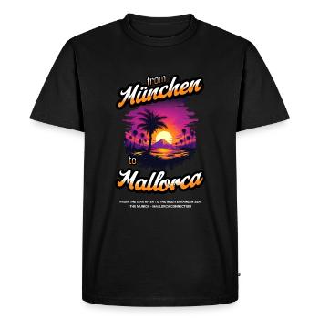 De Munich à Majorque - Orange Text Edition - T-shirt Premium bio Homme - noir - Devant - Nico (187cm)