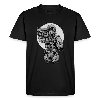 Vintage Boombox jet fighter pilot retro 90s 80s - Men's Premium Organic T-Shirt - black - Front - Nico (187cm)