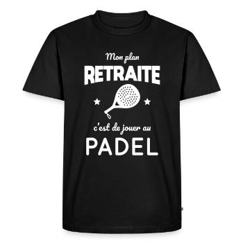 Mon plan retraite c'est de jouer au padel cadeau - T-shirt Premium bio Homme - noir - Devant - Nico (187cm)