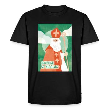 joyeuse st nicolas - T-shirt Premium bio Homme - noir - Devant - Nico (187cm)