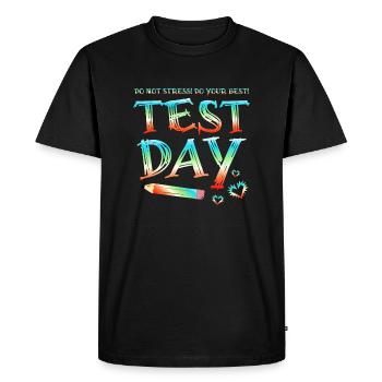 Rétro Ne stressez pas Faites votre meilleur jour d’essai en disant - T-shirt Premium bio Homme - noir - Devant - Nico (187cm)