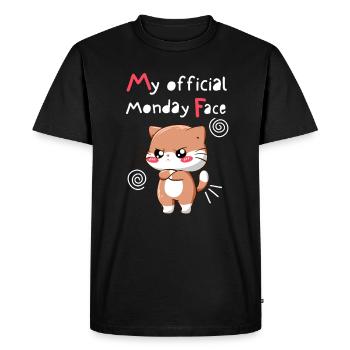 My Official Monday Face. Angry cat. Black Version. - Men's Premium Organic T-Shirt - black - Front - Nico (187cm)
