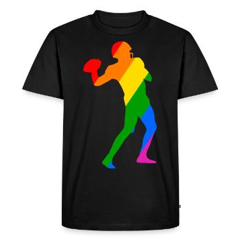 Rainbow Football Player - Men's Premium Organic T-Shirt - black - Front - Nico (187cm)