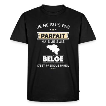 Je ne suis pas parfait mais je suis Belge - T-shirt Premium bio Homme - noir - Devant - Nico (187cm)