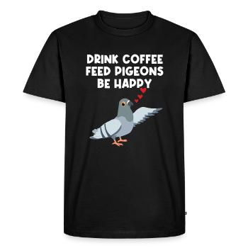 Nourrir les pigeons Be Happy Design pour les amateurs de pigeons - T-shirt Premium bio Homme - noir - Devant - Nico (187cm)