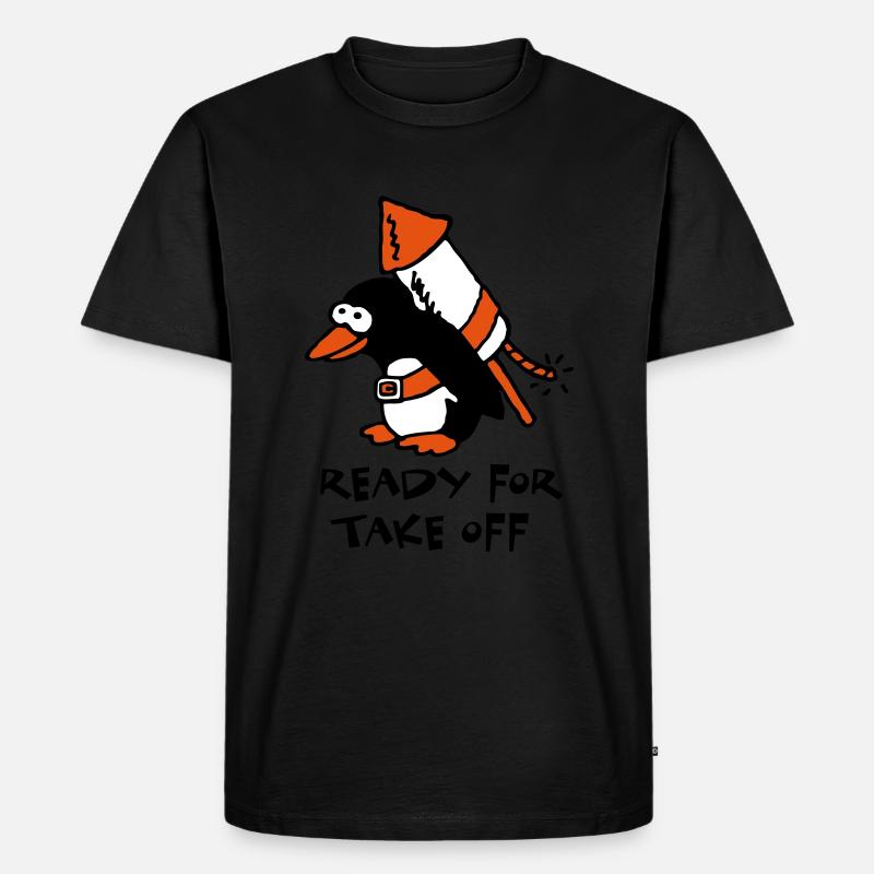 rocket_pinguin_c_3c - Männer Premium Bio T-Shirt - Schwarz