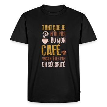 tee shirt humour café - T-shirt Premium bio Homme - noir - Devant - Nico (187cm)