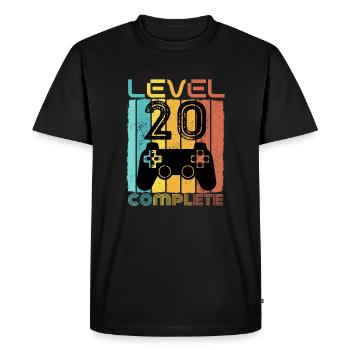 20 ans - 20e anniversaire Niveau 20 Design complet - T-shirt Premium bio Homme - noir - Devant - Nico (187cm)