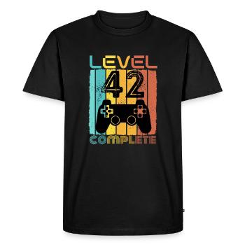 42 ans - 42e anniversaire Niveau 42 Conception complète - T-shirt Premium bio Homme - noir - Devant - Nico (187cm)