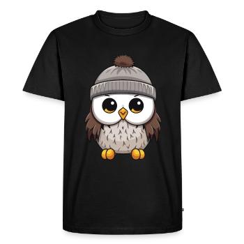 Hibou Comic Hiver Cosy - T-shirt Premium bio Homme - noir - Devant - Nico (187cm)