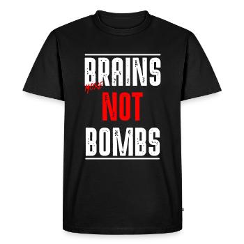 Brains not Bombs - Men's Premium Organic T-Shirt - black - Front - Nico (187cm)