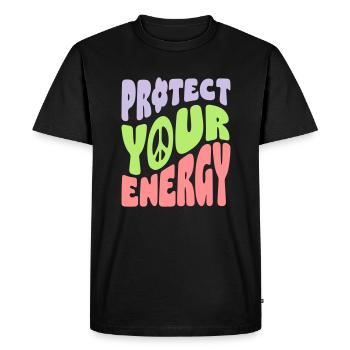 Protégez votre énergie - T-shirt Premium bio Homme - noir - Devant - Nico (187cm)