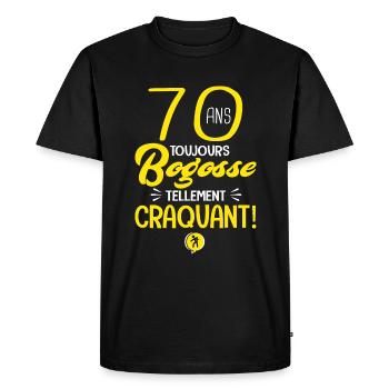 70 ans bogosse humour anniversaire 70 ans - T-shirt Premium bio Homme - noir - Devant - Nico (187cm)