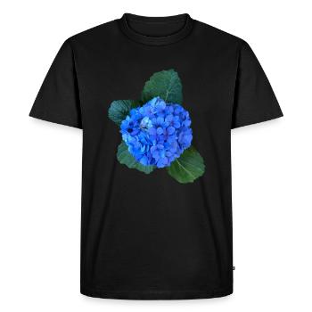 Hydrangea blue from the Azores - Men's Premium Organic T-Shirt - black - Front - Nico (187cm)