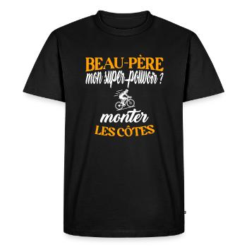 Beau-père t-shirt cycliste humoristique vélo - T-shirt Premium bio Homme - noir - Devant - Nico (187cm)
