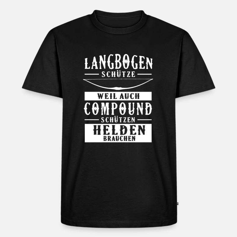 Langbogen Helden Bogenschiessen Traditionell - Männer Premium Bio T-Shirt - Schwarz