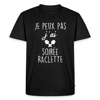 Je peux pas j ai soirée raclette blanc - T-shirt Premium bio Homme - noir - Devant - Nico (187cm)