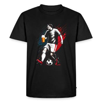 Représentation réaliste du footballeur amateur - T-shirt Premium bio Homme - noir - Devant - Nico (187cm)