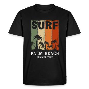 Vacances soleil Palm Breeze - T-shirt Premium bio Homme - noir - Devant - Nico (187cm)