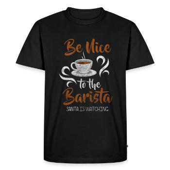 Barista portafilter latte macchiato morning grouch - T-shirt Premium bio Homme - noir - Devant - Nico (187cm)