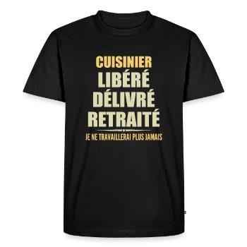 Cuisinier célèbre sa retraite avec humour cadeau - T-shirt Premium bio Homme - noir - Devant - Nico (187cm)