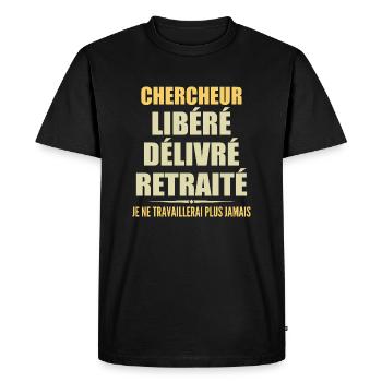 Chercheur célèbre sa retraite avec humour cadeau - T-shirt Premium bio Homme - noir - Devant - Nico (187cm)