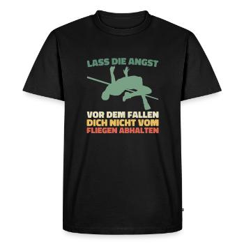 Saut en hauteur - Laisser la peur de tomber - T-shirt Premium bio Homme - noir - Devant - Nico (187cm)