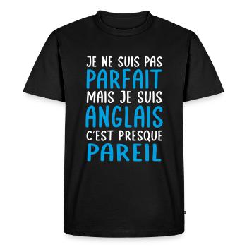 Je ne suis pas parfait mais je suis Anglais - T-shirt Premium bio Homme - noir - Devant - Nico (187cm)