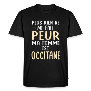 Rien ne me fait peur ma femme est Occitane - T-shirt Premium bio Homme - noir - Devant - Nico (187cm)