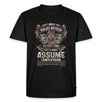 Police Law Uniform Handcuffs - Men's Premium Organic T-Shirt - black - Front - Nico (187cm)