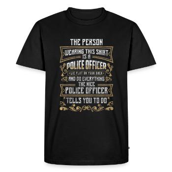Menottes du shérif de la police - T-shirt Premium bio Homme - noir - Devant - Nico (187cm)